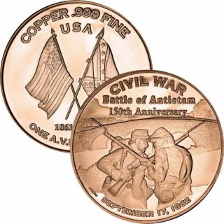 Civil War Series 1 oz.  999 Pure Copper BU Round (s) 8 Designs 2