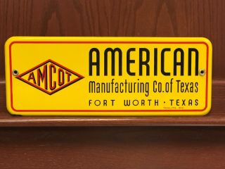 Porcelain Amcot American Manufacturing Co.  Of Texas Well Lease Pump Jack Sign