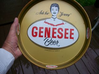 Vintage Metal Genesee Beer Tray " Ask For Jenny "