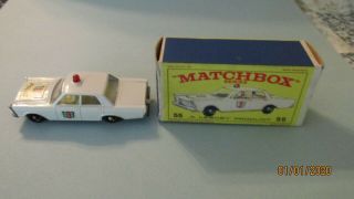Matchbox 55c Ford Galaxie Police Car With " E " Box