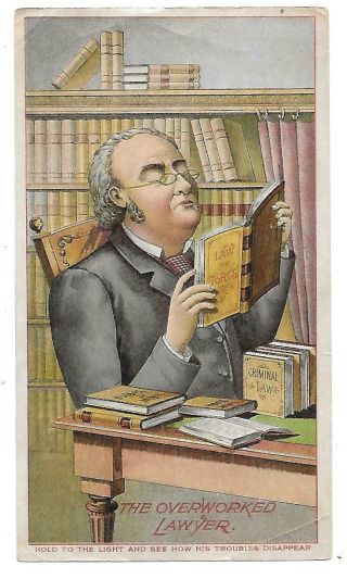 Encyclopedia Of Law Edward Thompson Hold - To - Light Trade Card Overworked 1880s