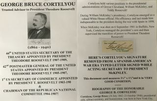 President Tr Roosevelt Secretary Of Treasury Postmaster General Autograph Signed