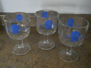 Vintage Pabst Blue Ribbon Beer Glasses - Set Of 3