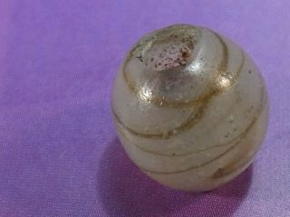 Antique Heirloom South East Asian Chinese Clearish Banded Glass Bead 9.  9 Mm