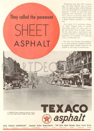 Vtg 1938 Texaco Asphalt Tulsa Ok Oklahoma Street Road Store Sign Photograph Ad