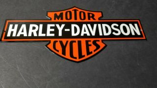 Vintage Harley - Davidson Motorcycle Dealer Sales & Service Metal Die - Cut Sign