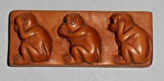 Htf Vintage The Three Evil / Wise Monkeys In A Row On A Panel,  Signed