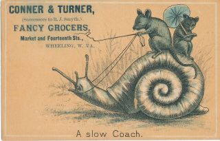 Antique Conner & Turner Fancy Grocer Victorian Trade Card Wheeling West Virginia