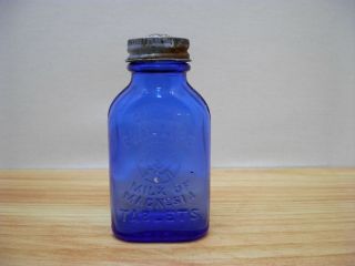 Cobalt Blue Medicine Bottle Phillips Milk of Magnesia Tablets Embossed Orig Top 3