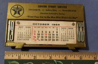 Vintage 1966 Texaco Center St.  Service Station Ludlow Ma Plastic Calendar