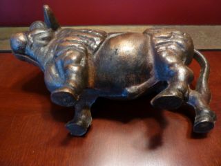 Cast Iron Cow Ox or Bull Bank / Doorstop Beefy Horns Beef Sign Ferdinand 5