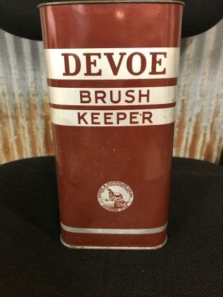 Devoe Paint Brush Keeper Metal Can Hardware Store Sign Advertising
