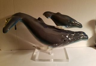 Humpback Whale With Calf On Lucite Base Figurine