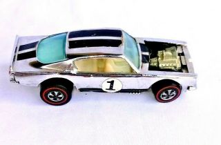 1969 Chrome & Black Roof Hot Wheels Redline Silver King Kuda Hot Rod Racer Lqqk