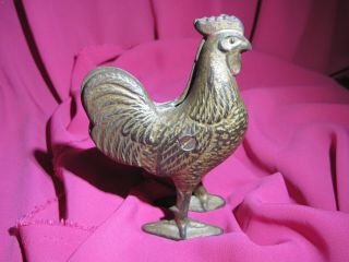 Antique Vtg Hubley Williams Cast Iron Rooster Chicken Still Penny Bank