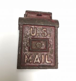 Antique Cast Iron U.  S.  Us Mail Mailbox Mechanical Piggy Bank,  Made In Usa