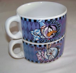 Set Of 2 Mugs: Looney Tunes Soup Cups - Bugs Bunny & Daffy Duck Diner