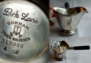 Silverplate Handled Sauce Boat Old Hotel Park Lane Top Marked And Bottom Marked