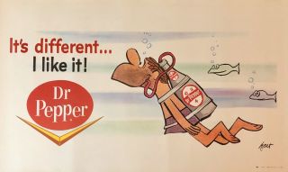 Dr Pepper 1963 Poster Harmon By Hart (15” By 25”) Scuba Diver