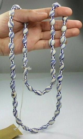 ANTIQUE VENETIAN WHITE AND BLUE NATIVE AMERICAN INDIAN TRADE BEADS NY 3