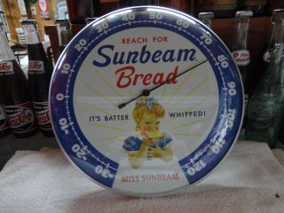 Sunbeam Bread Thermometer 12 " Round Licensed Glass Lens Aluminum Body