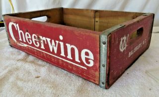 Vintage Cheerwine Bottle Crate Carrier Sign Advertising Box Wood Wooden (l3)