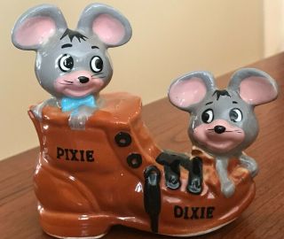 Pixie And Dixie Ceramic Figurine 1960s Huckleberry Hound Hanna - Barbera 4 " X 4 "