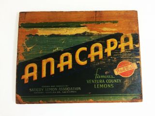 Crate End Lemons Produce Label Saticoy Anacapa Ventura California Vtg