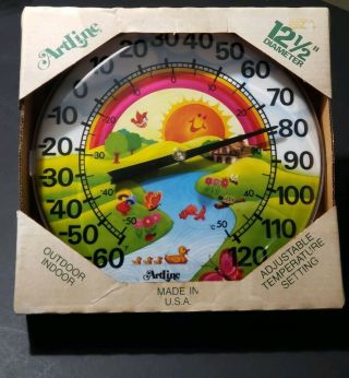 Vintage 1986 Art Line Outdoor/indoor Lrg Round Adjustable Dial Thermometer 360