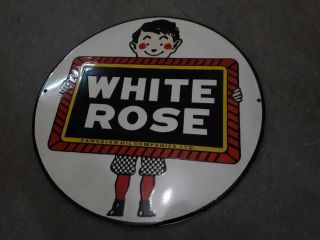 Porcelain White Rose Enamel Sign Size 20 " Inches