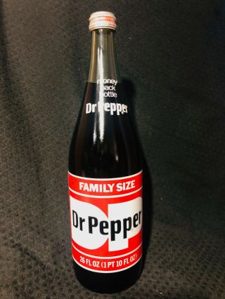 Dr Pepper Family Size Bottle 26 Fl Oz Ounce Big Dp Logo 1960s