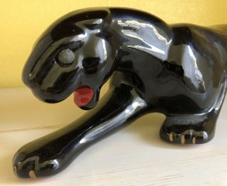 Vintage 13” Large Black Panther Ceramic Figurine Statue Mid Century Modern 4