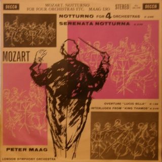 Ultra Rare Org Uk Stereo Lp Peter Maag Lso Mozart Notturno For 4 Orch Sxl 2196