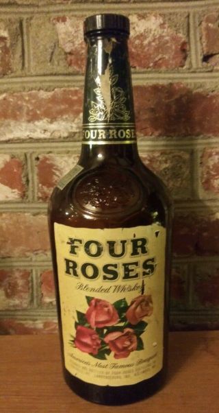 Vintage Four Roses Whiskey Bottle 1968 Half Gallon Sc Liquor Tax Stamps Empty