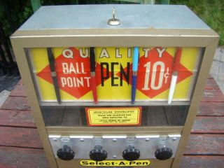 Vintage ' Select - A - Pen ' Ball Point Pen Coin Operated 10 cent Vending Machine 2