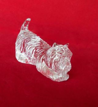 Vintage Solid Watefford Glass Crystal Playing Westie Dog Figurine Ireland