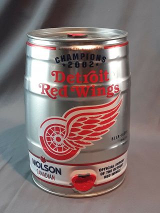 Detroit Red Wings 2002 Champions Mini Beer Keg Molson Canadian Empty Hockey