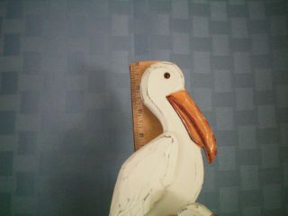 Pelicans on Piling Pier Post - Hand Carved Wooden Sculpture - Collectible 8