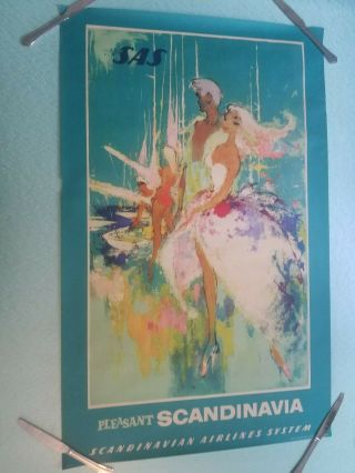Vintage Travel Poster Sas Scandinavian Airlines Scandinavia 1960s Girls
