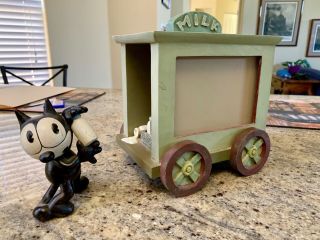 Vintage 50s Felix The Cat Milk Wagon Picture Frame And Figurine