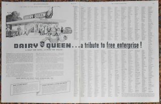 1954 Dairy Queen Ice Cream Tribute 2 Page Print Ad Stores Locations