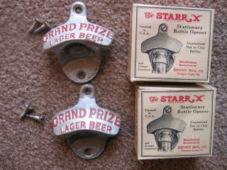 2 Grand Prize Lager Beer Vintage Bottle Openers Starr X Nos