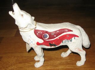 Call Of The Wolf Night Wolf Figurine Westland 14127 Nwt White Red Collectible