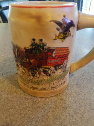 1980 Budweiser Champion Clydesdales Cs - 19 First Holiday Beer Mug Stein Ceramarte