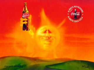 Refreshment Coke Coca - Cola Beach Summer Lithocel Advertising Art Ad Commercial