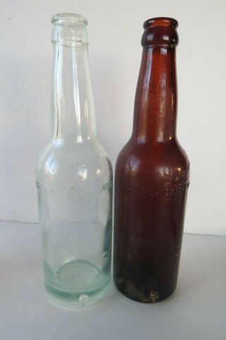Vintage Clear & Brown Glass Leinenkugel Beer Bottles - Chippewa Falls Wi.