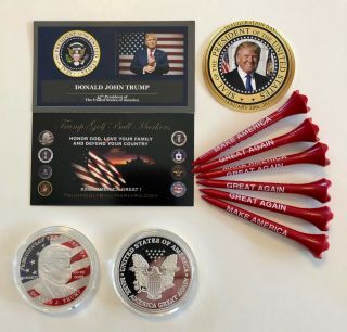 Trump Golf Ball Marker Coin & Tee Set.  Trump Usa Flag. ,  1 Decal