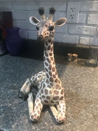 Life - Like Hand Painted Ceramic Resin Sitting Madagascar Giraffe Figurine 12 