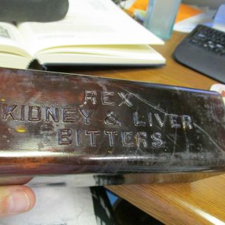Chicago,  Ill.  Rex Kidney And Liver Bitters Bottle R43 Amber Square Illinois