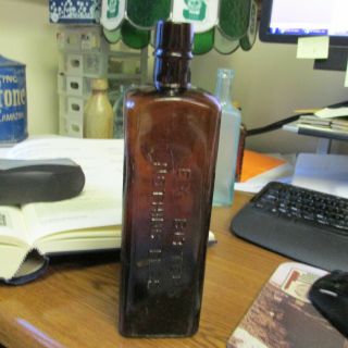 Chicago,  ILL.  Rex Kidney and Liver Bitters bottle R43 amber square ILLINOIS 4